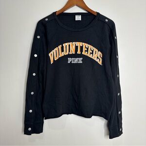 Victoria’s Secret Pink Black Tennessee Vols Snap Cropped Crewneck Sweatshirt S